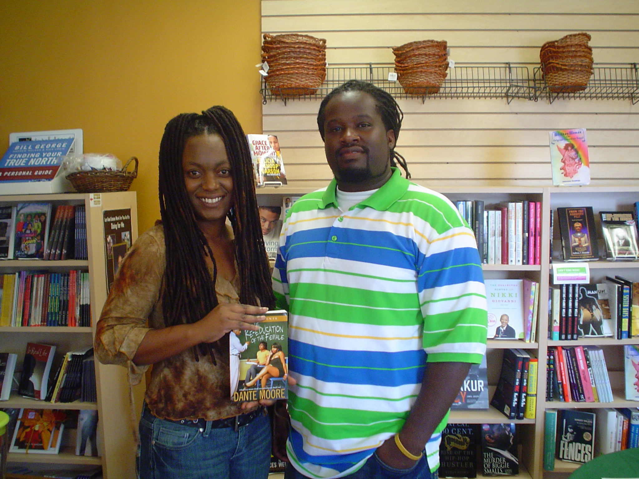 Dante Moore with owner of A Good Book
